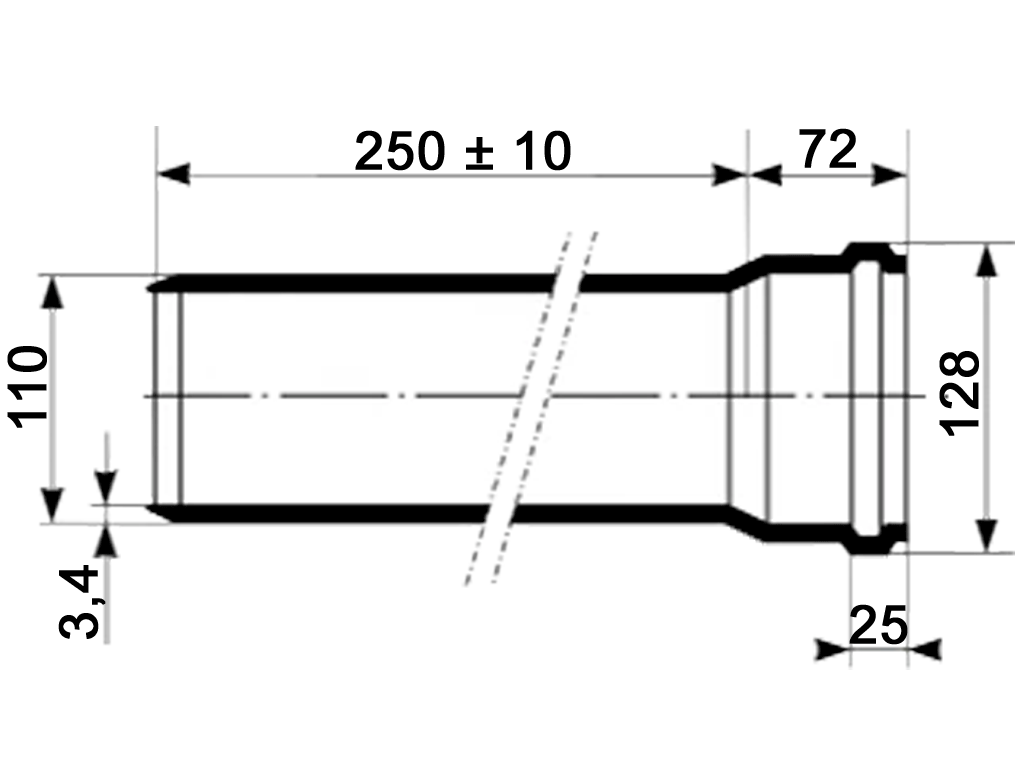 Труба ПП шумопоглощающая Ultra dB D110мм длиной l=250мм, многослойная, для внутренней канализации